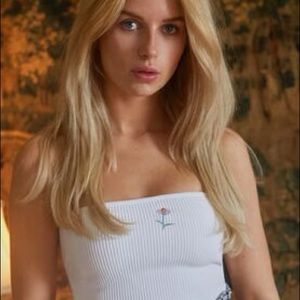 PacSun Embroidered Flower Tube Top